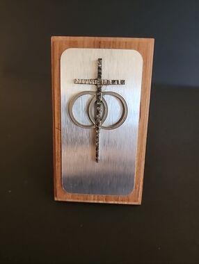 New Italy 88 % Pewter Cross Mounted On Wood Stand, Approx. 5in x 3in